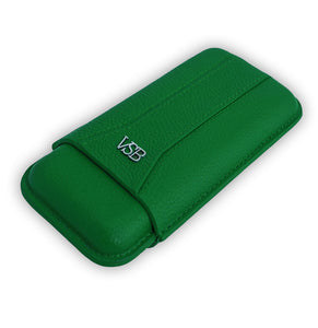 Three Finger British Racing Green Leather Cigar Case